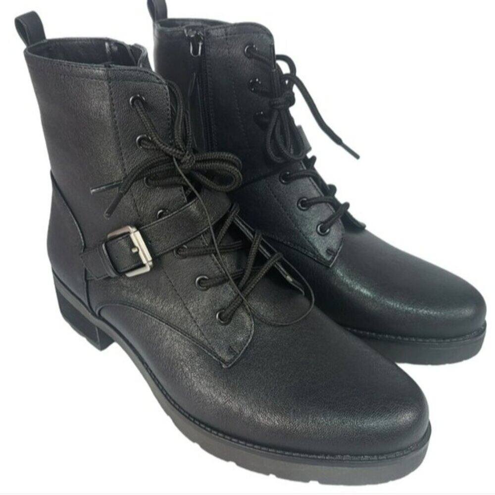 SOUL Naturalizer Quaid Combat Lace-up Boots Black 9 - Picture 4 of 4